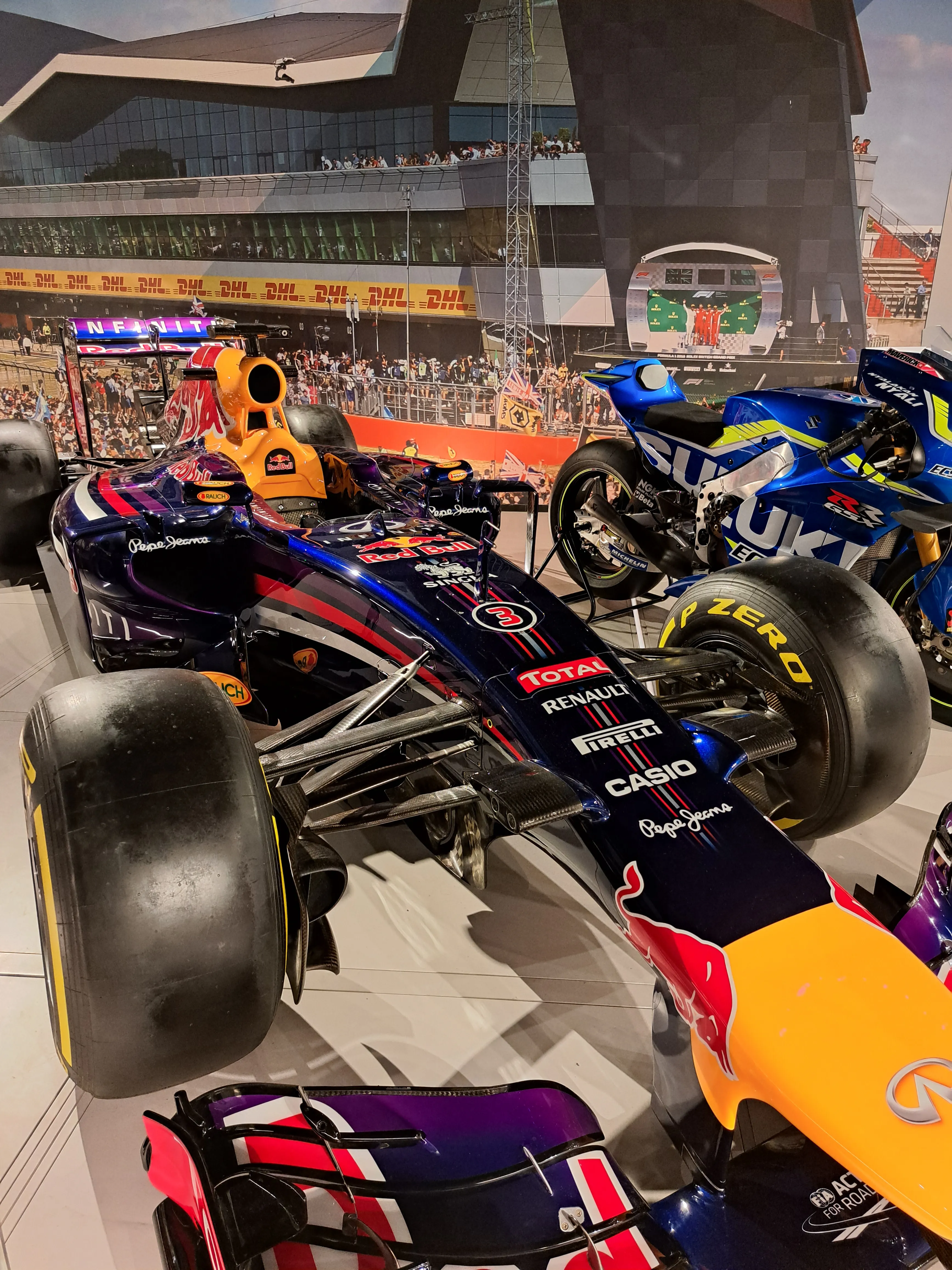 Formula 1 and MotoGP machines on display at Silverstone