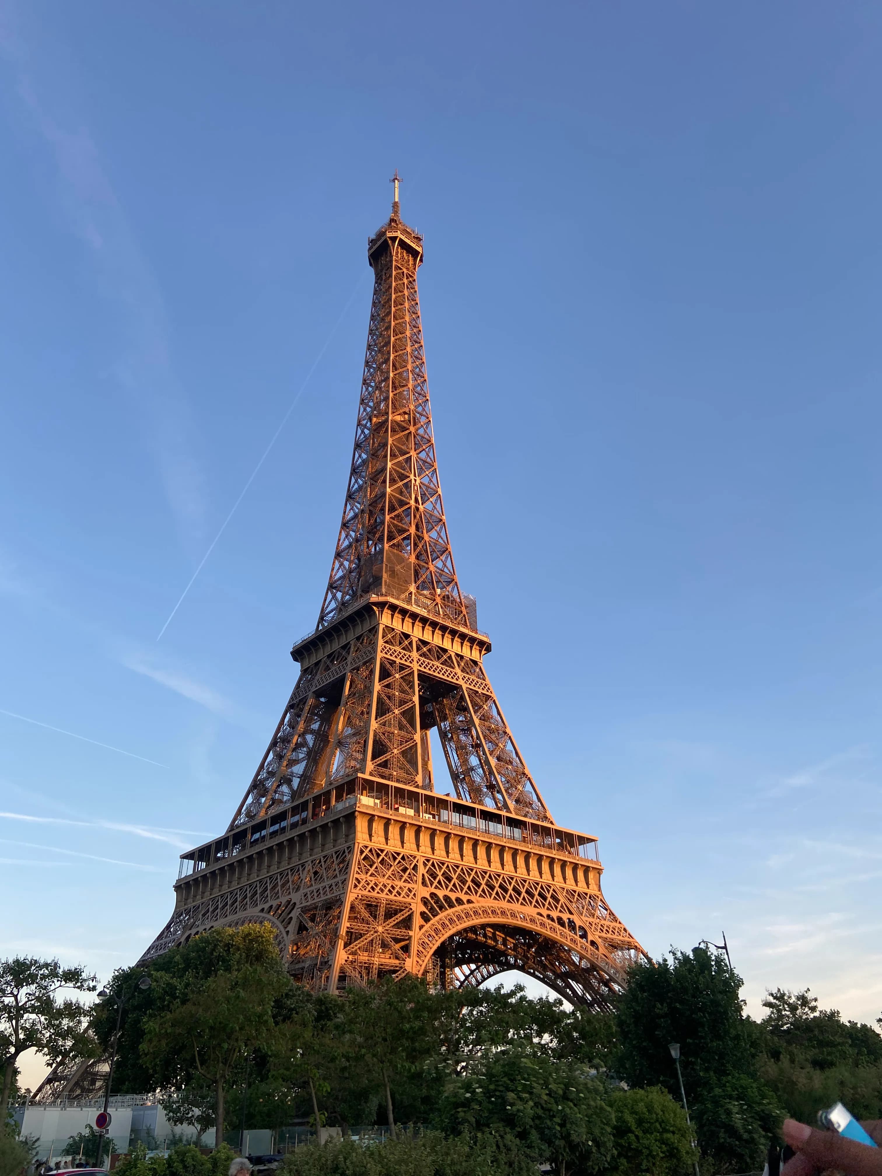 The Eiffel Tower silhouetted against a Paris sunset